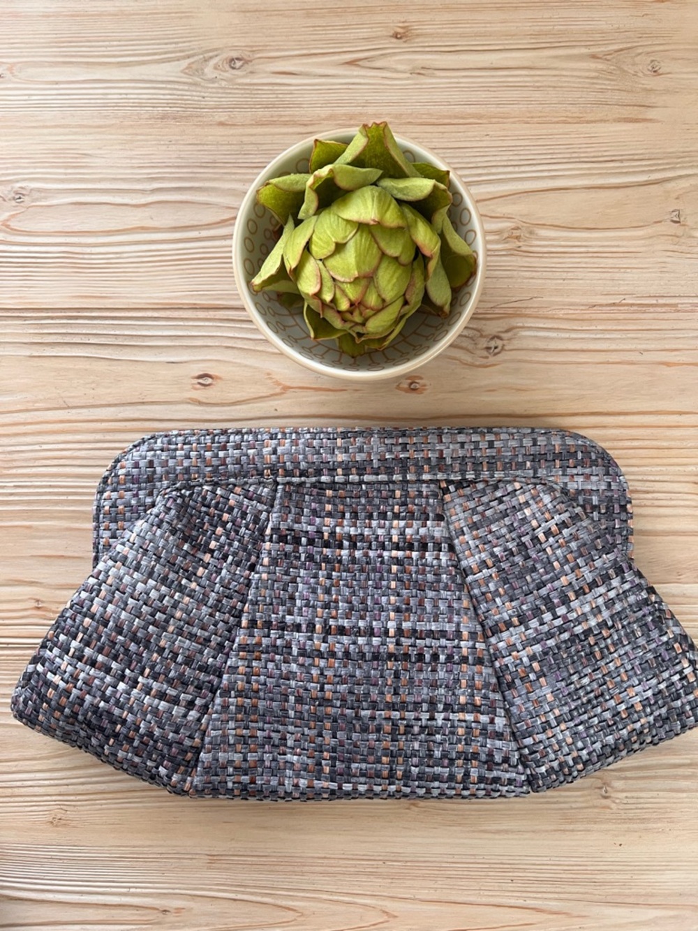 Lauren Merkin Woven Raffia Clutch Neutral Bag Textured Day or Evening Handbag